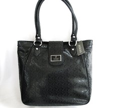 NEW GUESS LEATHETTE PVC ELLACRUZ BLACK "G" HAND,SHOULDER BAG,TOTE,PURSE