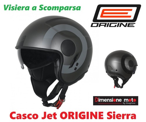 Casco Jet con Visiera Fumè ORIGINE SIERRA Round Black-Titanium Taglia XL 61  cm | eBay