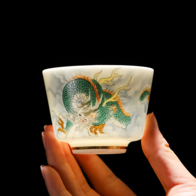 150ml Jade Porcelain Kung Fu Tea Cup Creative Pattern Dragon Tiger Teacups