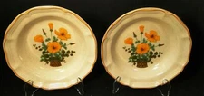 Mikasa Petunias Soup Bowls 8 1/2" EC 401 Garden Club Set of 2 Excellent