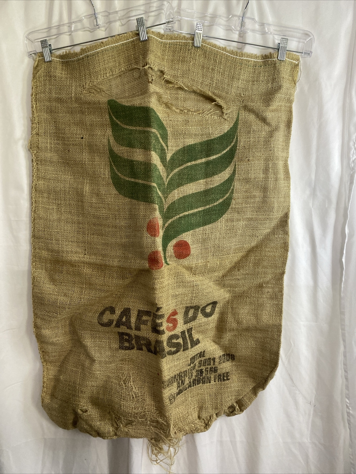 Coffee Bag Jute Burlap Sack Authentic Cafe Do Brasil Brazil Double Sided