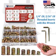 165pcs Threaded Hex Drive Insert Fixing Wood Screw Inserts Nuts 1/4"-20 5/16"-18