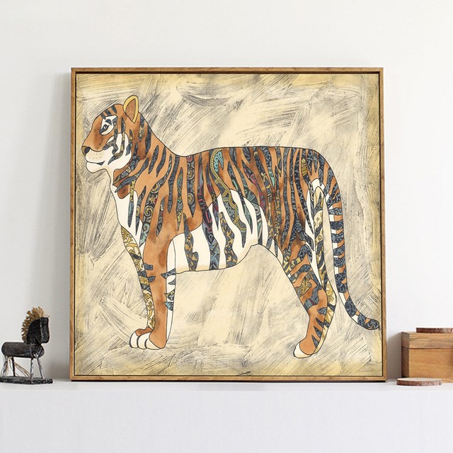 Abstract Tiger Art Oil Paint Silk Canvas Vintage Poster Wall Decor