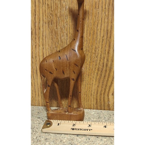 Vintage Hand carved Teak Wood Folk Art Giraffe Cute freestanding 8" - Picture 7 of 9