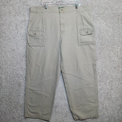 Cabelas Pants Mens 44 Beige Canvas Chore Pockets Camping Hiking Outdoor Cargo