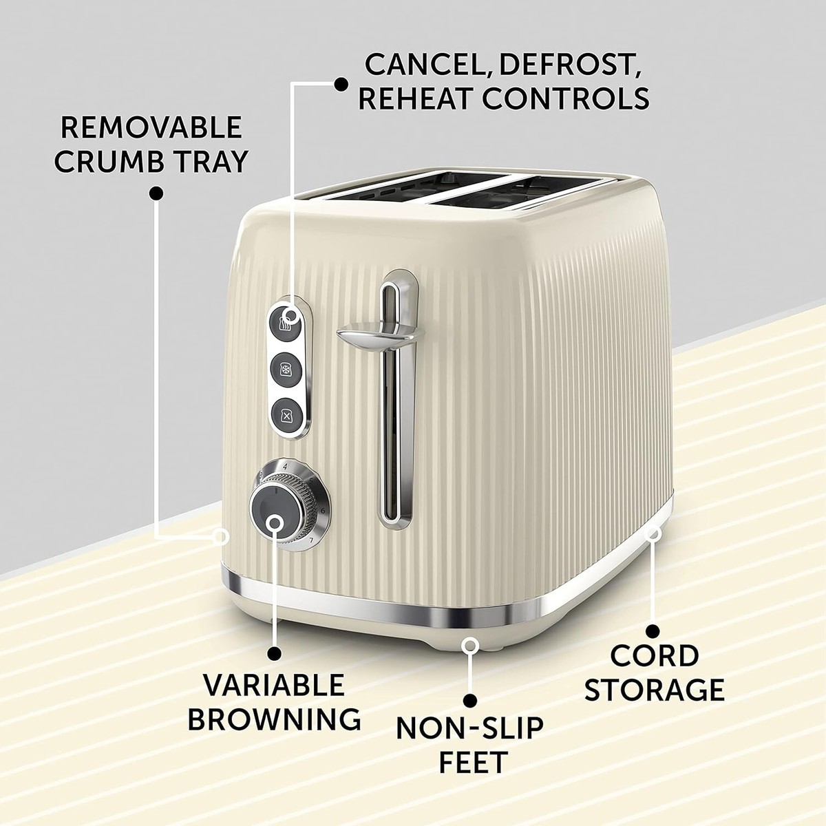 Breville Bold Cream Silver 2-Slice Toaster with High-Lift Wide