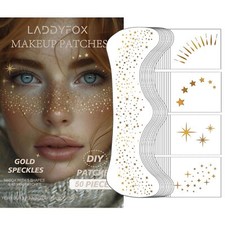 50 Pcs Gold Face Makeup Patches Glitter Freckles Face Tattoo Glitter Freckles...