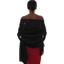 Womens Black Scarf Pashmina Shawls and Wraps for Evening Dresses chiffon Silk...