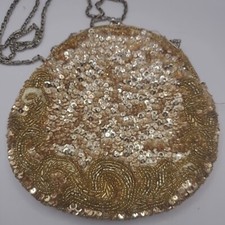 Carlo Fellini Evening Bag Gold Sequin, Read Description