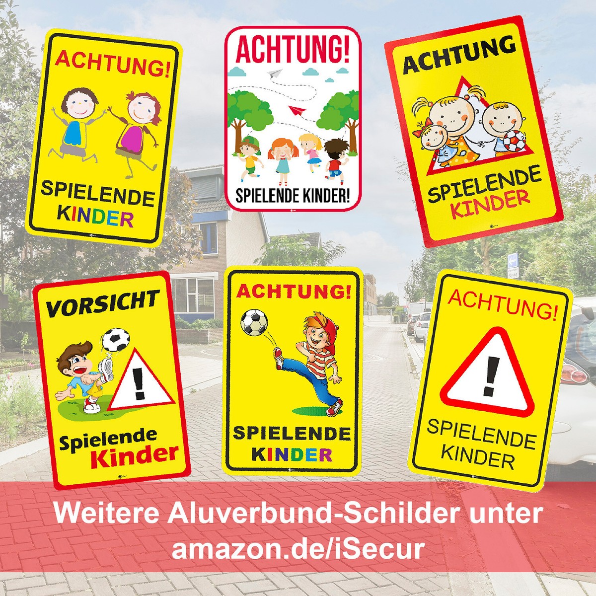 XXL Achtung Kinder Schild (32x44 Cm Kunststoff) - Warnschild Spielende Kinder - Vorsicht Hier