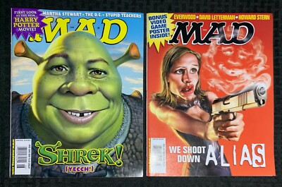 2004 MAD Magazine #441 & 442 Shrek / Alias / Howard Stern FN+/FVF LOT of 2