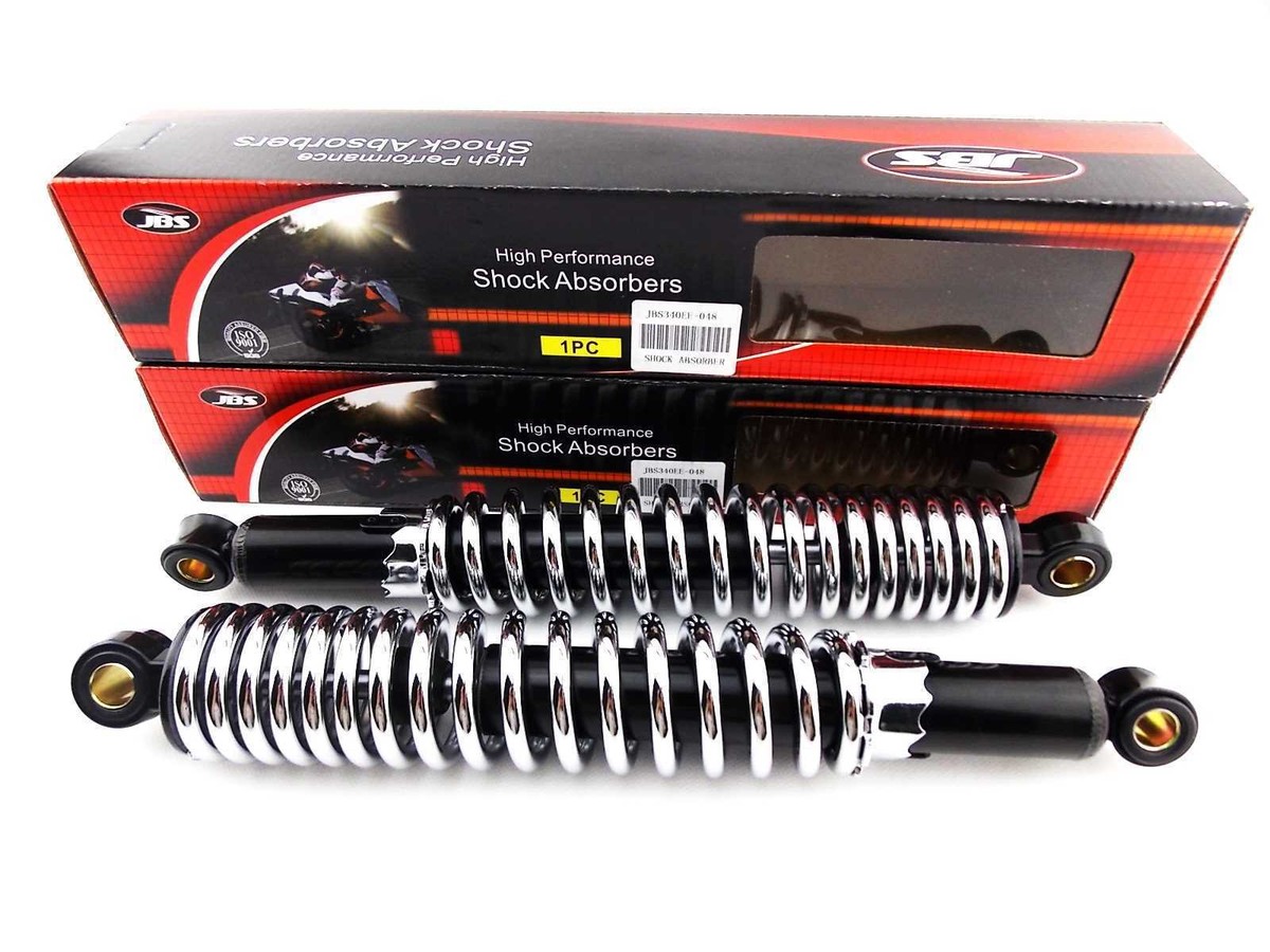 SUZUKI TS250 340mm JBS BLACK/CHROME REAR SHOCK ABSORBERS EYE