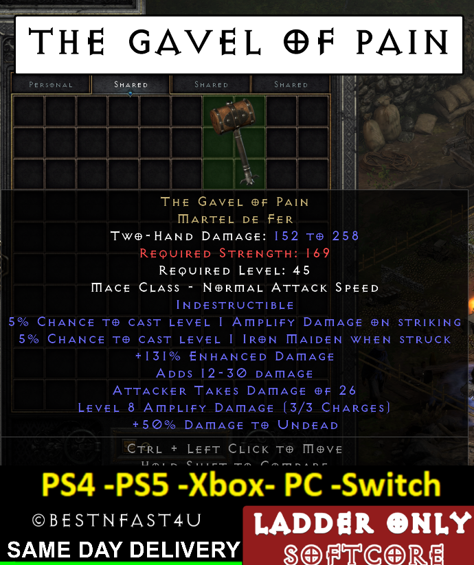 S5 LADDER THE GAVEL OF PAIN PCXBOXPS4PS5SWITCH Diablo 2 Res D2R