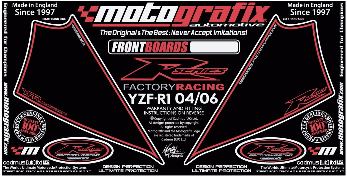 Yamaha YZF R1 2004 05 06 Motografix Front Fairing Number Board 3D