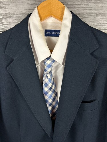 Vintage 70s 80s Levi's Panatela Hopsack Blue Sport Coat Blazer Jacket Mens 44L - Picture 2 of 10