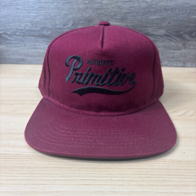 Primitive Hat Cap Snap Back Red Maroon Script One Size Adjustable