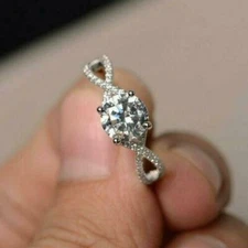 14K White Gold Finish 2CT Round Cut Lab-Created Diamond Twisted Engagement Ring