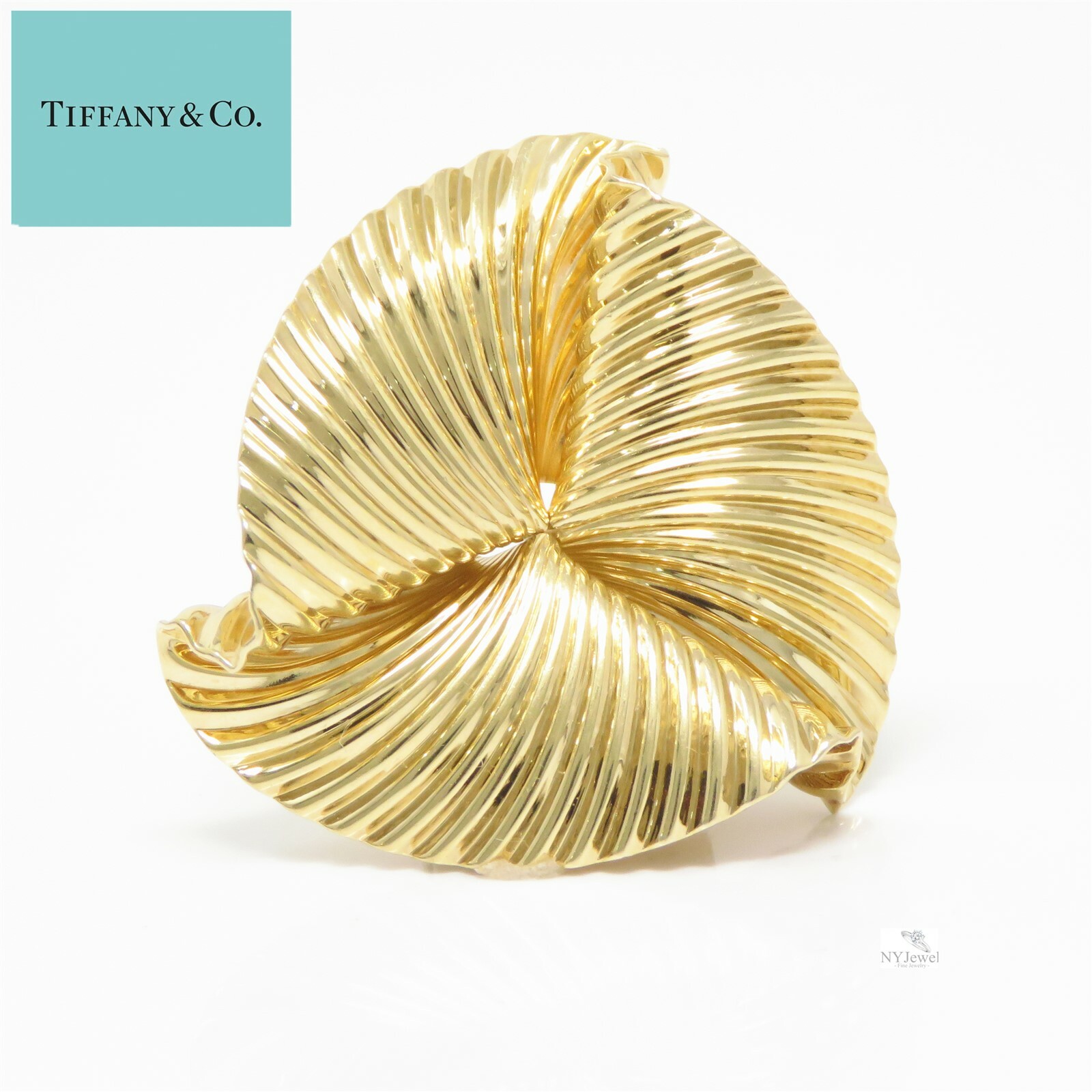 NYJEWEL Tiffany & Co. 14k Yellow Gold Swirl Fan P… - image 1