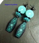 Turquoise & Black Earrings Coins  handmade artisan  Made by Hand Statement Love — photo 2