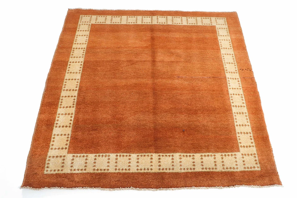 4x4ft Blank Ground Gabbeh Rug – 100% Handmade Wool - Simple Design - Image 3 of 4