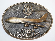 Vintage National Air Guard C-19A Guardian USAF Air Force Brass Tone Belt Buckle