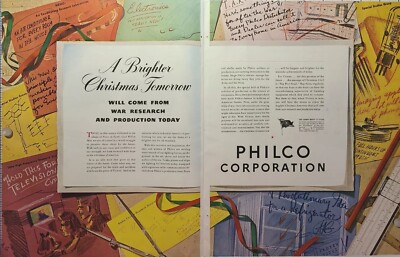 Philco Corporation Wartime Research Production Christmas Vintage Print Ad 1943