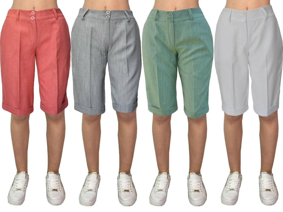Women s Plus Size Summer Shorts Ladies Knee Length Classic 80 s Bermuda Hotpants