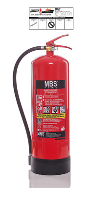 MBS FIRE 12kg ABC Pulver Feuerlöscher EN 3 A/B/C 55A 233B= 15LE inkl. Plakette