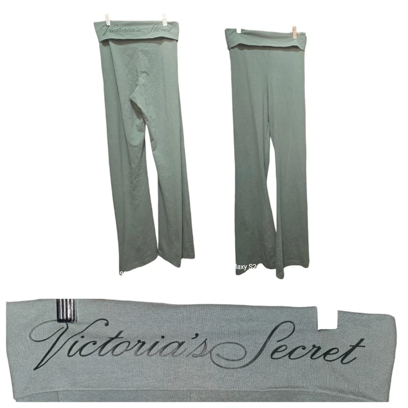 victoria-secret-vs y2k vintage foldover yoga flare solid pants