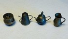 VINTAGE MINIATURE BRASS 2 EWER TEA POTS,  PITCHER, AND INCENSE BURNER SET OF 4 — photo 1