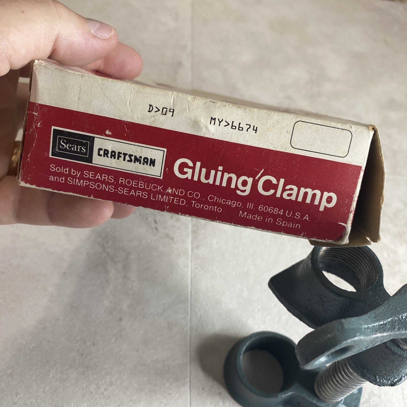 Vtg Sears Craftsman 9-6674 Gluing Clamp 3/4" Threaded Pipe Woodworking Tool USA