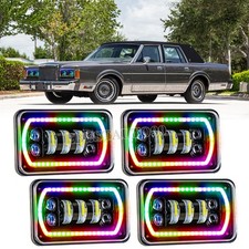 4pcs 4x6 Rgb Led Headlights Hilo Beam Halo Drl For 1981-1989 Lincoln Town Car