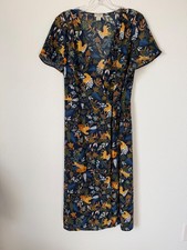 J. Crew Short Sleeve V-Neck Jungle Print Wrap Midi Dress Women's Size 6