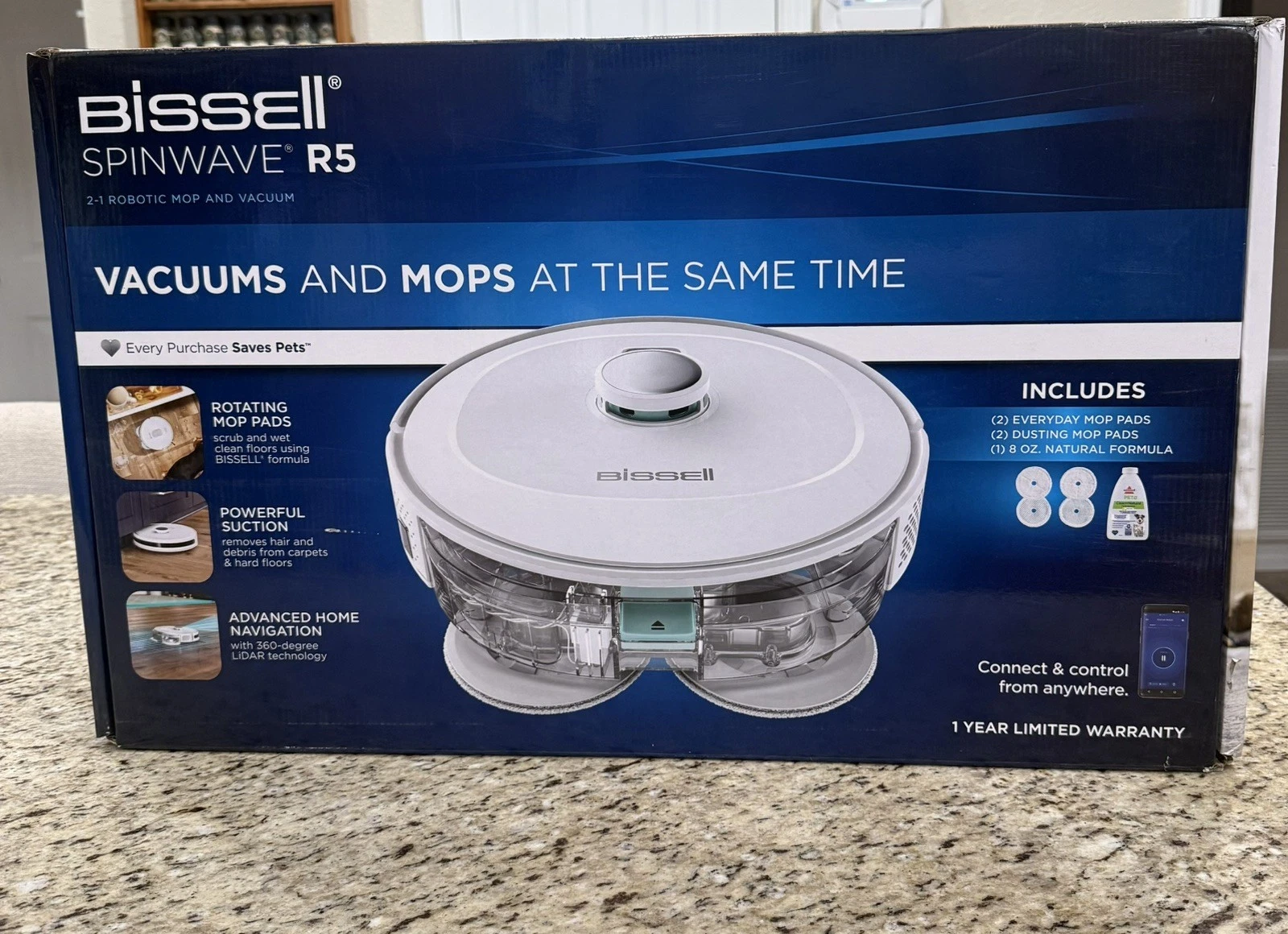 Bissell SpinWave R5 Robotic Mop & Vacuum Model 3393 / 33771 LiDAR NEW
Opens in a new window or tab