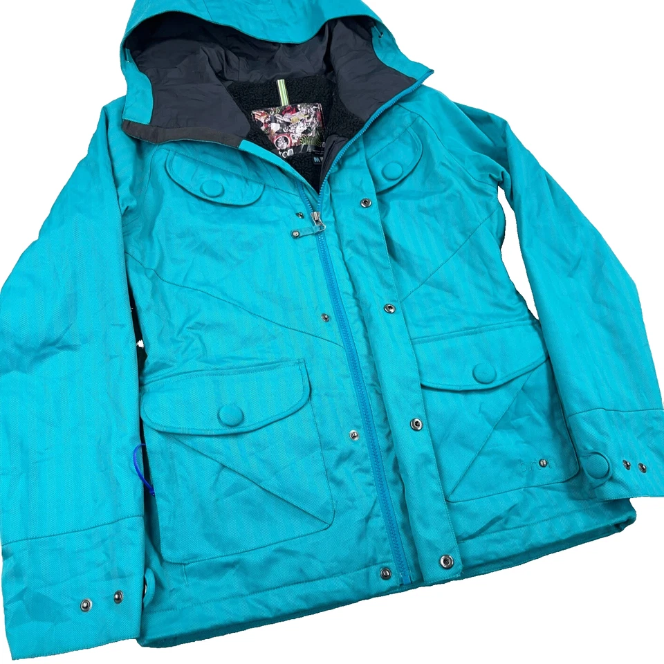 Chaqueta Burton Mujer Mediana Azul Teal Con Capucha DRYRIDE Parka Abrigo de Snowboard Foto 2 de 4
