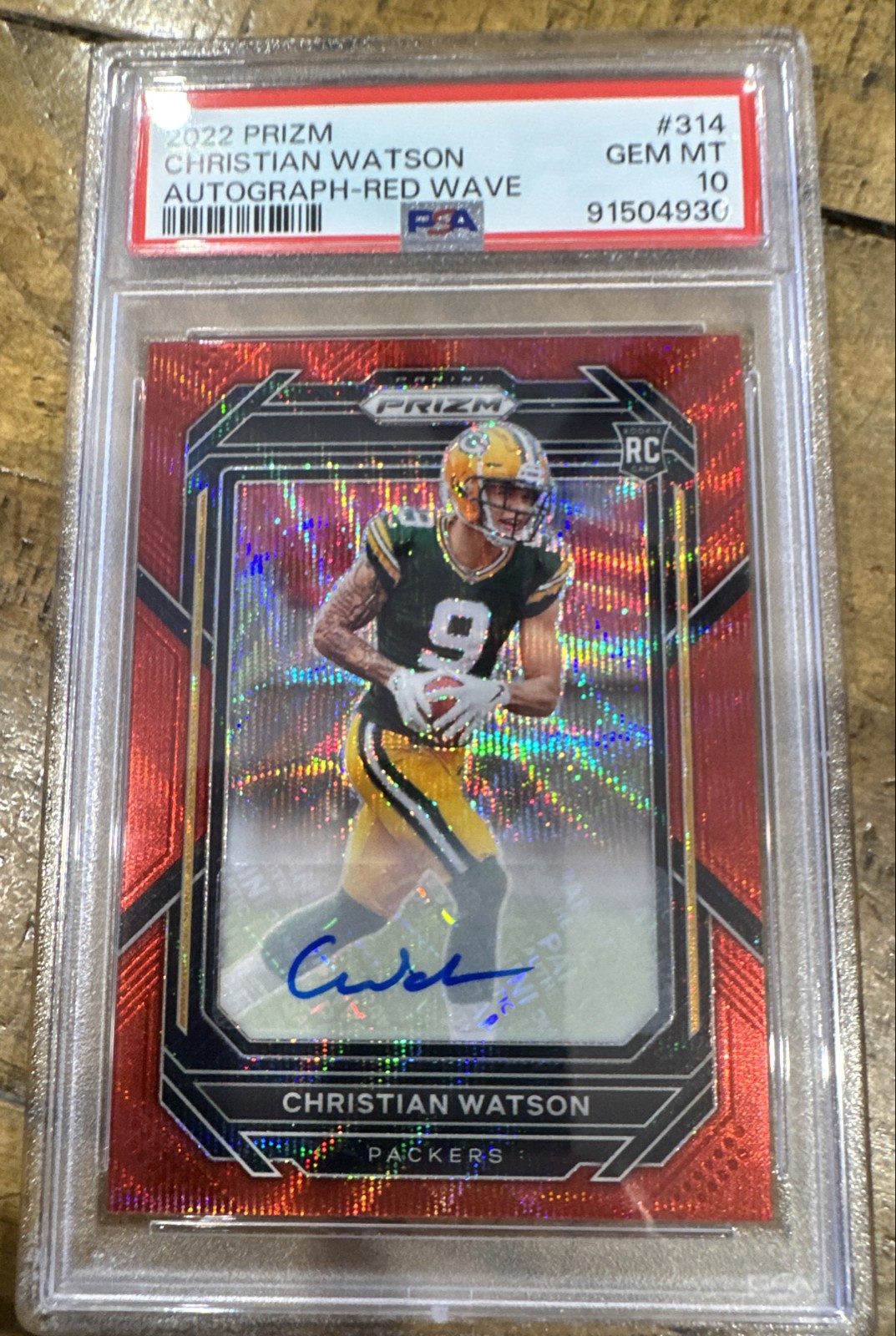 2022 Panini Prizm - Rookies Christian Watson #314 Red Wave Prizm Autographs /149
