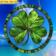 St Patricks Day Acrylic Suncatcher Green Four Leaf Clover Irish Window Decor