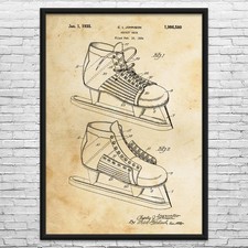 Hockey Ice Skate Patent Wall Art: Hockey Gifts, Ice Skate Decor, Gift For Coach