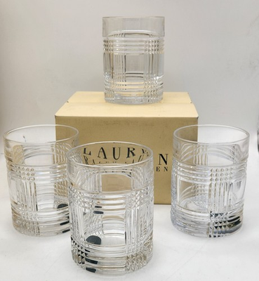 #ad #ad Set of 4 Ralph Lauren Double Old Fashioned GLEN PLAID Rocks Glasses w box $249.99