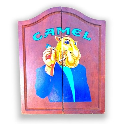Vintage Camel Joe Camel Dartboard Cabinet Wood Case Tobacco Advertising