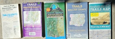 5 Vintage Colorado Trail Maps Boulder Front Range Steamboat Waterproof - BATCO
