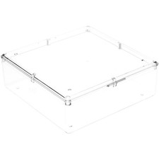 Pioneer Plastics Clear Square Container, 4.3125" W x 4.3125" D x 1.375" H