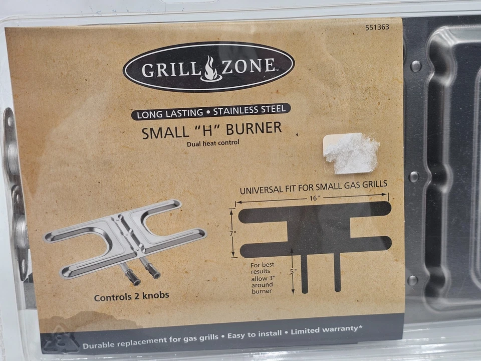 Grill Zone Small "H" Burner #551363- Stainless Steel- BRAND NEW - Image 2 of 3