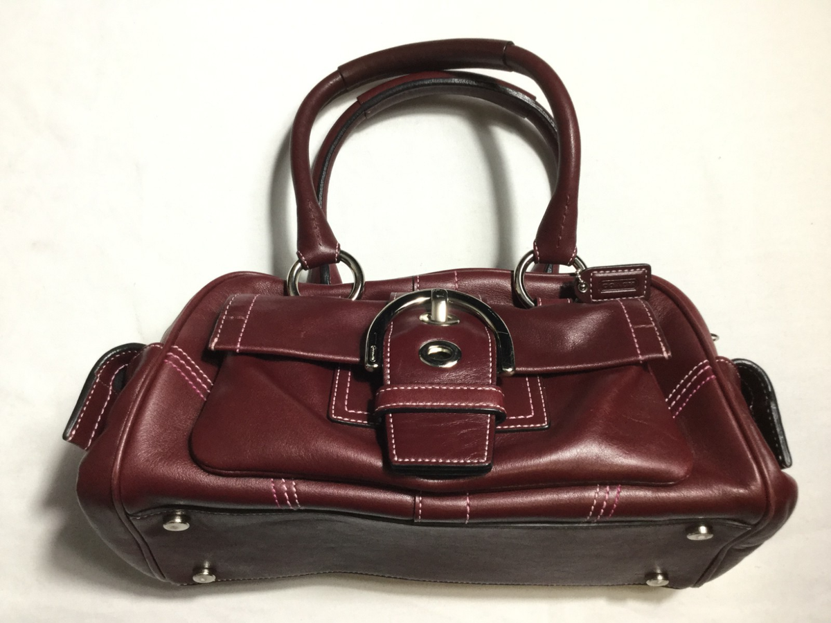 Vintage COACH 8A10 Soho Satchel Mini Boston Bag Handbag Bordeaux