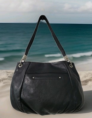 B Makowsky Black Leather Medium Handbag Boho Style Y2K