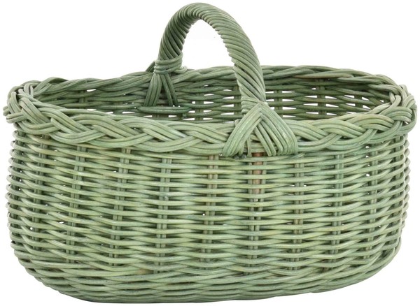 Autokorb Einkaufskorb Natur Rattan Trage-Korb Mit Henkel Leicht Stabil (GrüN)-image
