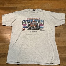Vintage 90s Made In USA Single Stitch Dixie Run Racing T Shirt Mens Cars Size XL