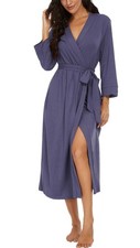 VINTATRE Women Kimono Robes Long Knit Bathrobe Lightweight Soft Knit Sleepwea...