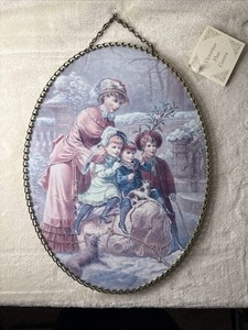 Antique Gallery Graphics Victorian Flue Cover  Mother & Children Winter Pose