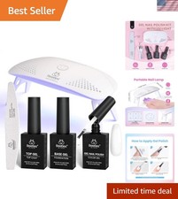Beetles White Gel Nail Kit with U V Light, 5 Pcs Gel Polish Kit with Base T...